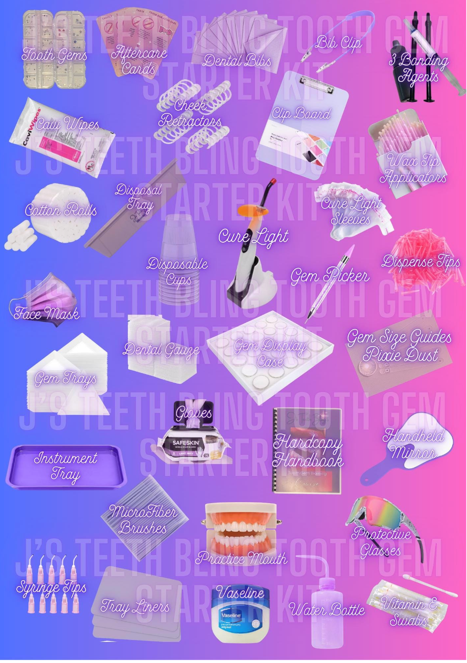 Tooth Gem Starter Kit: 210 Gems, Adhesives, Cure Light, Manual and More!